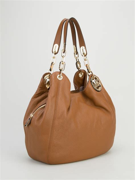 michael kors brown leather slouch bag adjustable buckle straps|Michael Kors color chart.